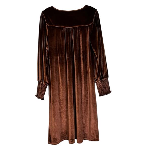 Inherit Brown Velvet Empire Waist Midi Dress Boho Sleeves Small‎ (3017) - Picture 2 of 12
